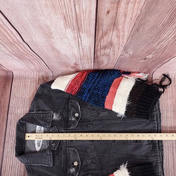 Free People Wren + Glory Womens Size Medium Yellowstone Knitter Denim Jacket - Picture 12 of 12